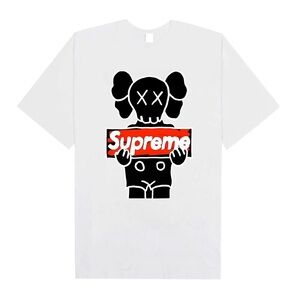 Supreme KAWS Black White Streetwear Graphic T-Shirt
